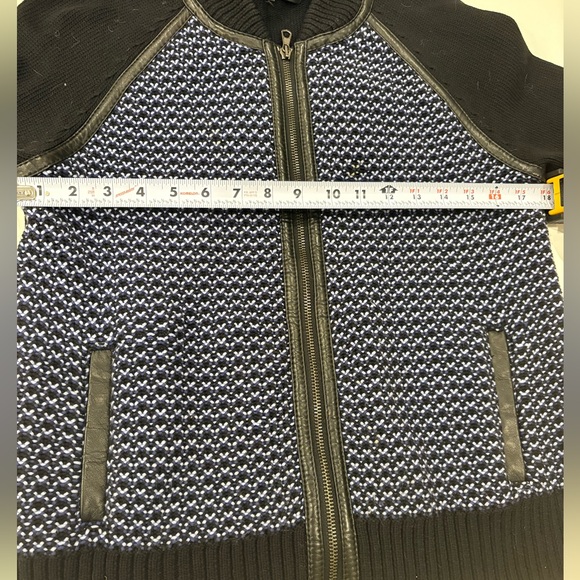 rag & bone Sabina Sweater Jacket Lamb Leather Trim - Picture 3 of 4